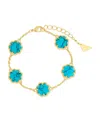 Sterling Forever Rose Petal Station Bracelet In Gold,turquoise