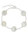 Sterling Forever Pearl Station Bracelet In White/silver