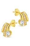 Sterling Forever Rosie Cubic Zirconia Triple Prong Stud Earrings In Gold