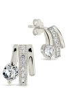 Sterling Forever Rosie Cubic Zirconia Triple Prong Stud Earrings In Silver