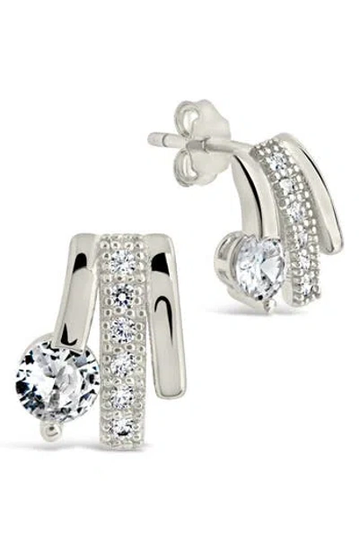 Sterling Forever Rosie Cubic Zirconia Triple Prong Stud Earrings In Silver
