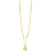 Sterling Forever Roslyn Cubic Zirconia Molten Charm Layered Necklace In Gold