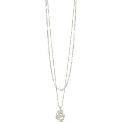 Sterling Forever Roslyn Cubic Zirconia Molten Charm Layered Necklace In Silver