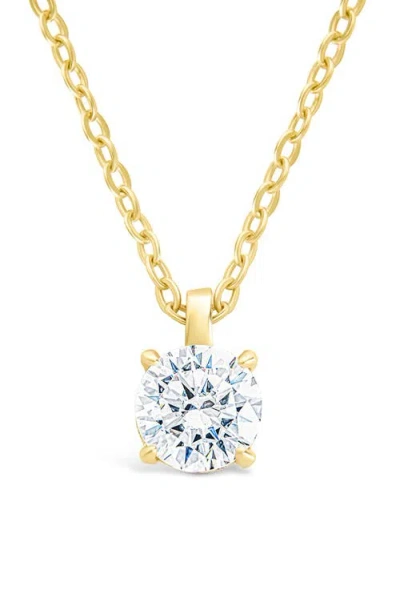 Sterling Forever Round Cubic Zirconia Pendant Necklace In Gold