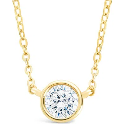 Sterling Forever Round Cubic Zirconia Pendant Necklace In Gold