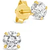 Sterling Forever Round Cubic Zirconia Stud Earrings In Gold