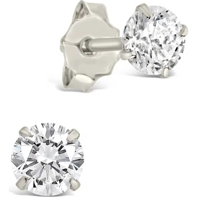 Sterling Forever Round Cubic Zirconia Stud Earrings In Metallic