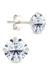 Sterling Forever Round Cut Cubic Zirconia Stud Earrings In Silver