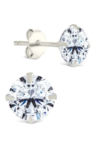 STERLING FOREVER STERLING FOREVER ROUND CUT CUBIC ZIRCONIA STUD EARRINGS