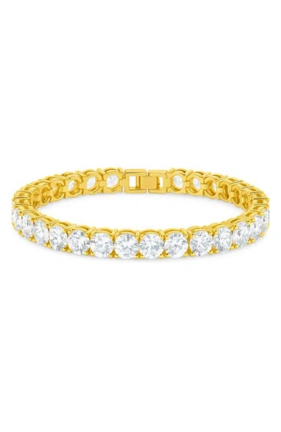 Sterling Forever Round Cut Cubic Zirconia Tennis Bracelet In Gold