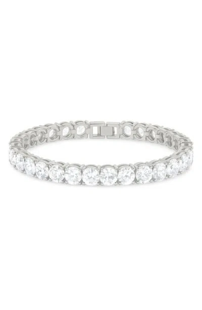 Sterling Forever Round Cut Cubic Zirconia Tennis Bracelet In Metallic