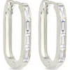 Sterling Forever Roxanne Cubic Zirconia Hoop Earrings In Silver