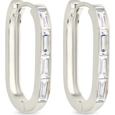 Sterling Forever Roxanne Cubic Zirconia Hoop Earrings In Metallic