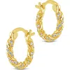 Sterling Forever Ruthi Cz Twist Hoop Earrings In Gold