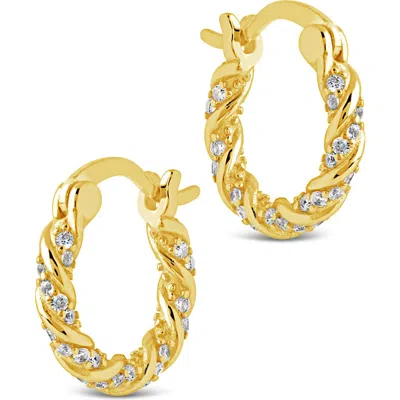 Sterling Forever Ruthi Cz Twist Hoop Earrings In Gold