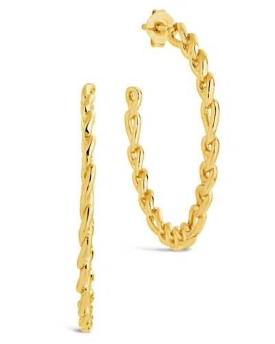 Sterling Forever Rylan Flat Chain Hoop Earrings In Gold