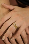 Sterling Forever Ryne Chain Link Crystal Ring In Gold