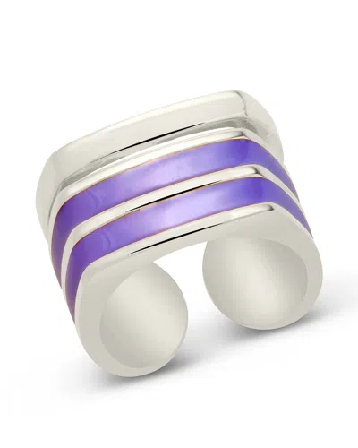 Sterling Forever Saanvi Enamel Ring In Metallic