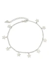 Sterling Forever Sabina Star Charm Anklet In Metallic