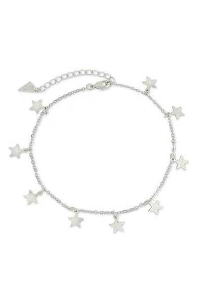 Sterling Forever Sabina Star Charm Anklet In Metallic
