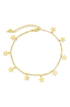 Sterling Forever Sabina Star Charm Anklet In Gold