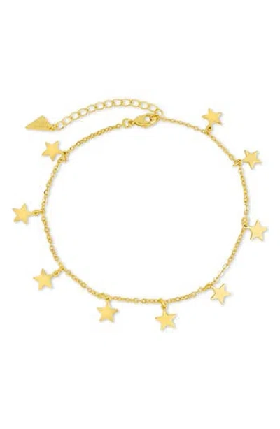 Sterling Forever Sabina Star Charm Anklet In Gold