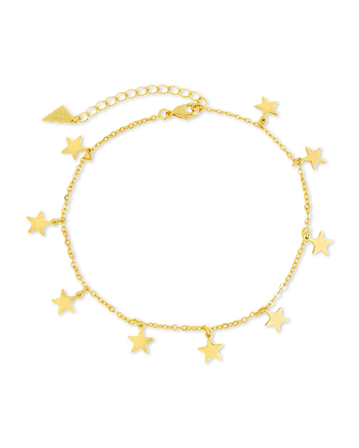 Sterling Forever Sabina Star Charm Anklet In Gold