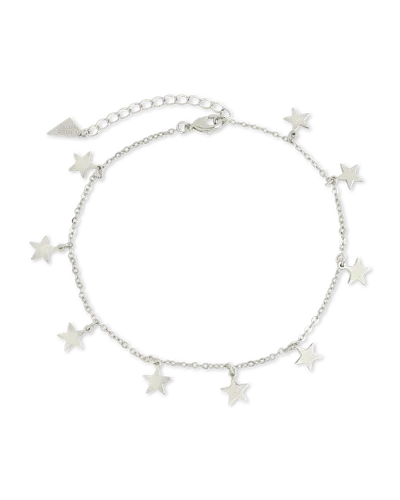 Sterling Forever Sabina Star Charm Anklet In Metallic