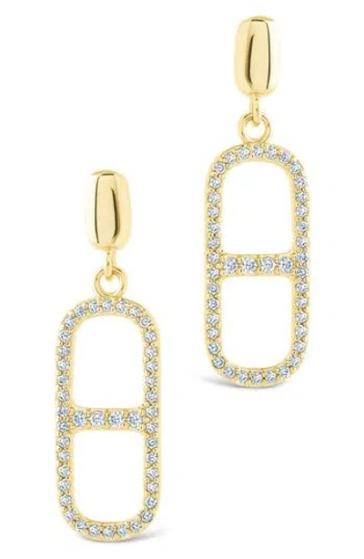 Sterling Forever Sable Cubic Zirconia Anchor Link Drop Earrings In Gold
