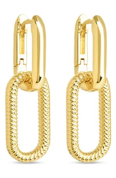 Sterling Forever Sable Cubic Zirconia Link Drop Earrings In Gold