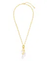 Sterling Forever Sabrina Mixed Pearl Charm Necklace In Gold
