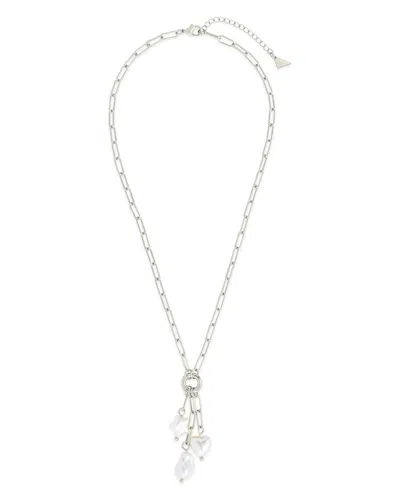Sterling Forever Sabrina Mixed Pearl Charm Necklace In Metallic