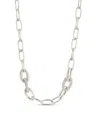 Sterling Forever Samar Cz-encrusted Chain Link Necklace In Metallic
