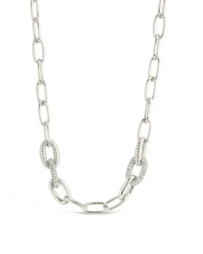 Sterling Forever Samar Cz-encrusted Chain Link Necklace In Metallic