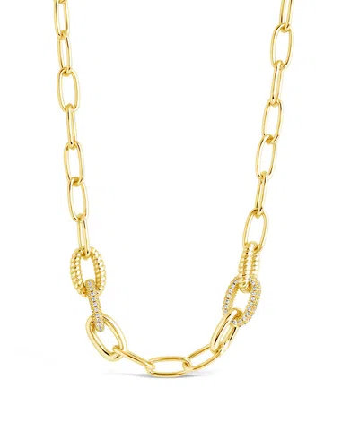 Sterling Forever Samar Cz-encrusted Chain Link Necklace In Gold