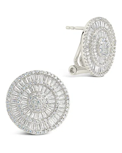 Sterling Forever Sandy Cz Circle Stud Earrings In Silver
