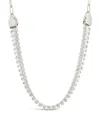 Sterling Forever Sarai Cz & Chain Tennis Necklace In Silver