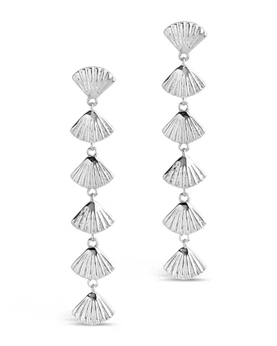 Sterling Forever Scallop Shell Drop Earrings In Silver