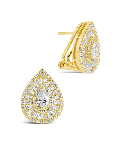 Sterling Forever Scarlett Cubic Zirconia Teardrop Stud Earrings In Gold