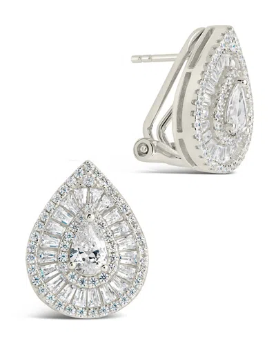 Sterling Forever Scarlett Cz Teardrop Stud Earrings In Silver