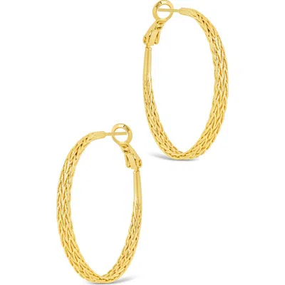 Sterling Forever Scarlett Interlaced Design Hoop Earrings In Gold