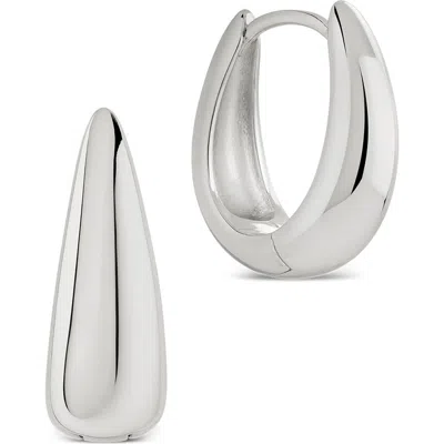 Sterling Forever Sculpted Dome Hoop Earrings In Silver