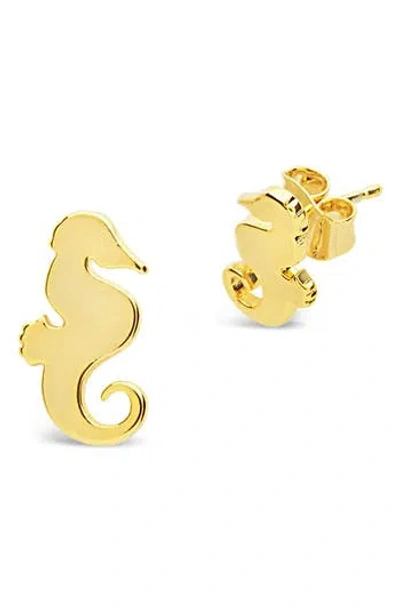 Sterling Forever Seahorse Stud Earrings In Gold