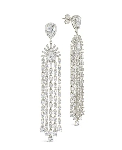 Sterling Forever Selma Cubic Zirconia Statement Drop Stud Earrings In Silver