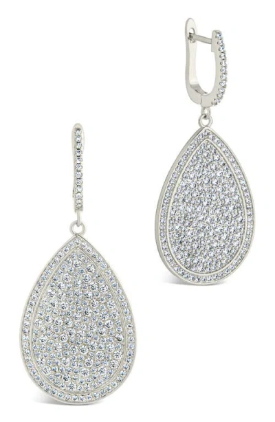 Sterling Forever Selma Cubic Zirconia Teardrop Earrings In Silver