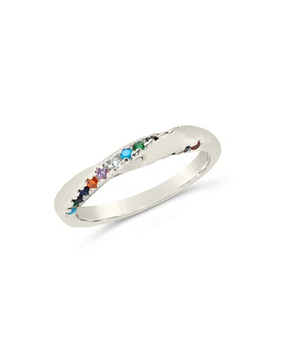 Sterling Forever Senta Rainbow Cz Twist Ring In Metallic