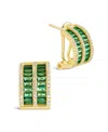 Sterling Forever Serena Cubic Zirconia Hoop Earrings In Gold,emerald