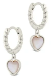 Sterling Forever Serenna Heart Hoop Earrings In Silver