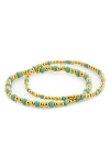 Sterling Forever Misty Beaded Stretch Bracelet Set Of 2