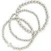 Sterling Forever Set Of 3 Arden Mother-of-pearl Cross Beaded Bracelets In Silver